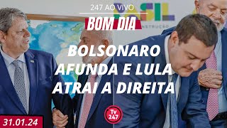 Bom dia 247 Bolsonaro afunda e Lula atrai a direita 310124 [upl. by Drobman949]