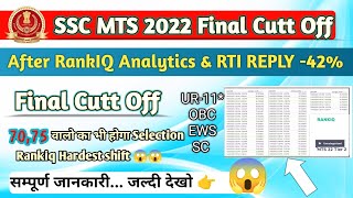 SSC MTS 2022 FINAL CUTT OFF  SSC MTS 2022 Rankiq Analysis MTS CUTT off 2023 [upl. by Otter]