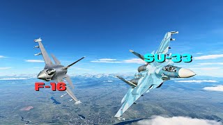 SU33 Vs F16  Dogfight  DCS World [upl. by Arand123]