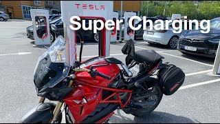 Charging Energica on a Tesla Supercharger Will it work [upl. by Asaert205]