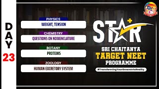 Day 23  STAR  PROTEINS amp HUMAN EXCRETORY SYSTEM  NEETPreparation  srichaitanyagosala [upl. by Airet]