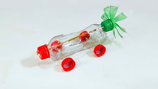 Make propeller cars from plastic bottles  Rubber band powered car  Science project [upl. by Varrian597]