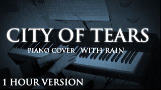 City of Tears  Hollow Knight  Piano Cover With Rain 1 Hour Loop [upl. by Sergias]