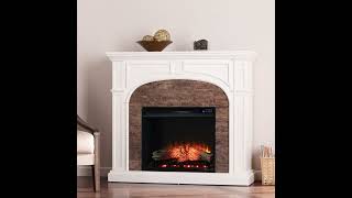 Southern Enterprises Tanaya White Touch Screen Electric Fireplace  The Classy Home [upl. by Yeroc]