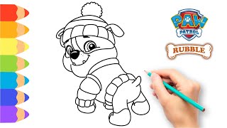 Drawing Paw Patrol Easy 🐾 Rubble Paw Patrol Drawing Easy 🎶🎵 [upl. by Weider15]