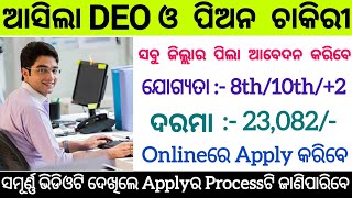 DEO and Peon Post Recruitment 2024  8th1023 Pass Jobs Apply Now  Odisha Free Job Alert [upl. by Etnovahs]