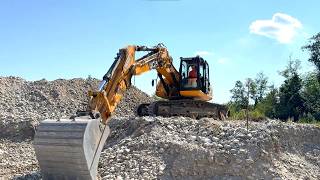 JCB JS235HD digging gravel in Natisone river  Orsaria Italy [upl. by Tillman424]