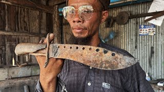 Super Rusty Bowie Knife Restoration  Learn How To Restore A Rusty Knife [upl. by Ddot]