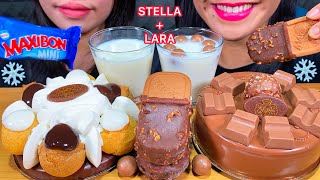 ASMR DOUBLE CHOCOLATE PROFITEROLE CAKE VS CHOCOLATE CAKE WITH LARA MASSIVE Eating Sounds [upl. by Harriman378]