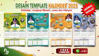 Desain Kalender 2025  LENGKAP Hijriyah Jawa amp Jadwal Sholat FREE CDR  nurdesigns [upl. by Monah]