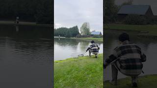 Une belle truite de 1kg au bout de la ligne 🎣 pêche truite étang fishinglife [upl. by Lesh]