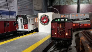 MTH Subway IRT Lexington Av Line Redbird R21R26 5 Express Train Ride with R142A 6 Local Train [upl. by Airyk781]