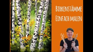 Malen mit Acryl romantischer Birkenwald für Anfänger 🎨🌳  Landschaft  Tutorial  Farben mischen [upl. by Marchal]