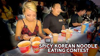 SPICY KOREAN NOODLE EATING CONTEST RAINAISCRAZY [upl. by Arevle24]