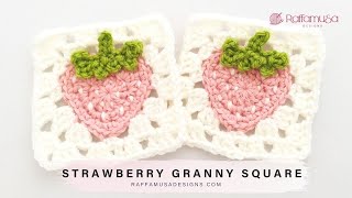 Strawberry Granny Square  Free Crochet Pattern  RaffamusaDesigns [upl. by Berthold]