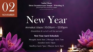 Sandhya and Shayan Aarti  VS 2081 New Year  Vadtal Dham  Swaminarayan Mandir Wheeling [upl. by Ybrik]