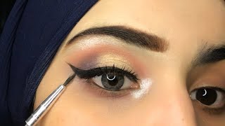 Create Soft Gold Eye Makeup Tutorial step by step  Makeup tutorial [upl. by Jp]