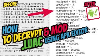 How to decrypt and Mod Luac files Using Apk editor [upl. by Lucinda]