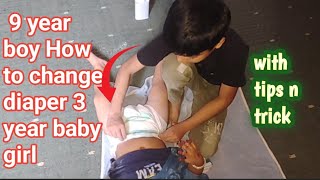 9 Year Boy how to change daiper 3 year baby girl with tips n trick [upl. by Dagall]