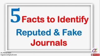 How to identify fake journal predatory journal quality journal Reputed Journal Vs Fake Journal [upl. by Ddart]