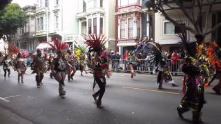 San Francisco Carnaval Grand Parade 2015 Xipe Totec Aztec Dancers [upl. by Anivek]