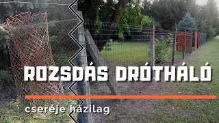 Ponthegesztett kerítés háló felszerelése betonoszlopokra házilag  Kerítésmánia [upl. by Bohs48]