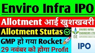 Enviro Infra IPO Allotment Stutas खुशखबरी  Enviro Infra IPO GMP  Enviro Infra Ltd IPO Latest news [upl. by Attela]