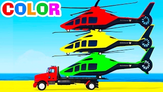 FUN HELICOPTER on Truck amp Cars Spiderman Cartoon for Children amp Colors for Kids w Nursery Rhymes [upl. by Trager]