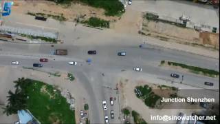 Aerial View  traffic flow at the signalised junction Shenzhen China [upl. by Mihe52]