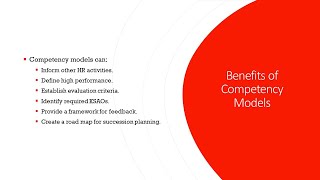 Training amp Development  Lecture 3  Competency Models  Benefits [upl. by Nyleuqcaj]