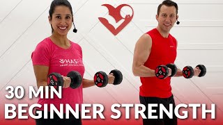 30 Min Beginner Strength Training at Home  Full Body Dumbbell Workout for Beginners with Weight [upl. by Cedell]