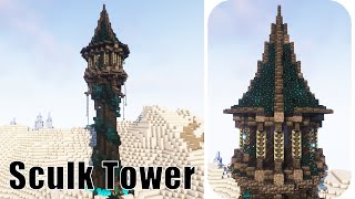 Minecraft Fantasy Sculk Tower  Deep Dark Wizard Tower Build Tutorial [upl. by Lemmueu]