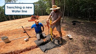 Trenching a new water line  installing yard hydrant [upl. by Fry]