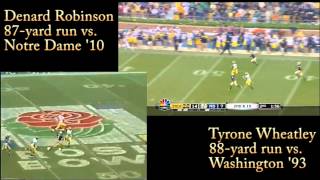 Denard Robinson vs Tyrone Wheatley in the 88yard dash [upl. by Ydnyl]