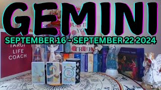 GEMINI TAROT READING SEPTEMBER 16  SEPTEMBER 22 2024 [upl. by Dede4]