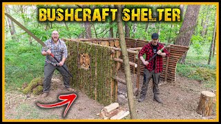 Bushcraft Shelter  Arbeiten mit Lehm und Moos machen Wände riesengroß 😅Part 2  Outdoor Survival [upl. by Andria850]