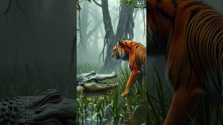 Creatures of hybride HybridAnimals Crocodile Tiger Nature DigitalArt AnimalWorld foryou [upl. by Unam]