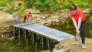 30 Days Alone Building a Concrete Bridge To Replace Damaged Bamboo Bridge  Pour Long Concrete Road [upl. by Eetak]