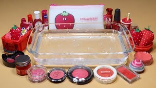 quotSTRAWBERRYquot Mixing quotREDquot Makeupglitter Into Clear Slime quotSTRAWBERRY SLIMEquot [upl. by Madaih]