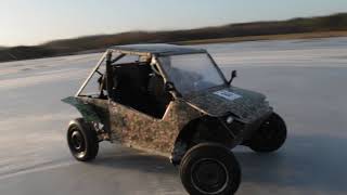 Homemade ice spikes test on Ice with diy Opel Buggy [upl. by Oakley]