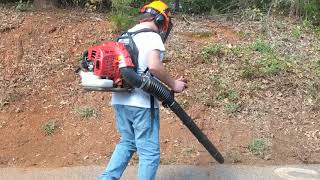 Using The BackPack Leaf Blower Part 1 [upl. by Neehar]