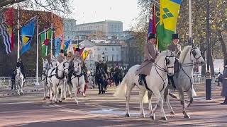 All comes back BuckinghamQatar state visit rehearsal kingsguard [upl. by Ekram]