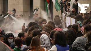 Les forces de lordre dispersent un rassemblement propalestinien devant la Sorbonne à Paris [upl. by Hay]