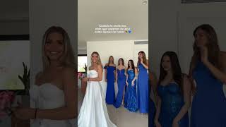 Ideas de vestidos para damas de honor en tonos azul 💐💙 bridesmaids fashiongoals dress invitada [upl. by Arlynne]