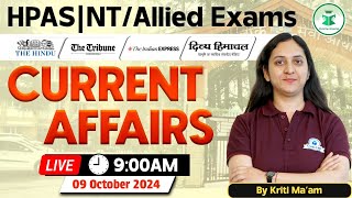 Himachal Daily Current Affairs Quiz amp MCQ 9th October 2024  HPASAlliedNT Current Affairs 2024 [upl. by Bakeman780]