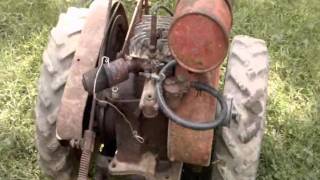 1950s Bready model bw walk behind tractor cold start and drive [upl. by Holzman]