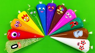 Rainbow SLIME 🌈 Looking Numberblocks Alphablocks Alphabet Lore with Piping Bags ASMR [upl. by Nine399]