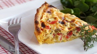 Recette  Tarte salée oignons poivrons et lardons [upl. by Acisseg]