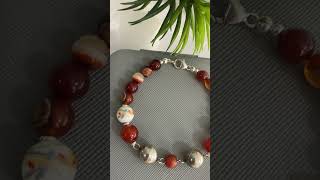 Healing stone🍂 Dream Agate Carnelian and sterling silver Bracelet 🍂🍁🧡🍂 handmadejewellery [upl. by Enyahs]