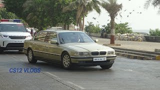 MUKESH DHIRUBHAI AMBANIS LIMOUSINE BMW E38 750iL L7 STRETCH V12 SPOTTED WITH Z PLUS SECURITY [upl. by Bergmans]